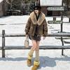 Internet Celebrity Fashion Velvet Cotton Clothes Women's Winter Temperament Fur Collar Exquisite Versatile and Thin Coat