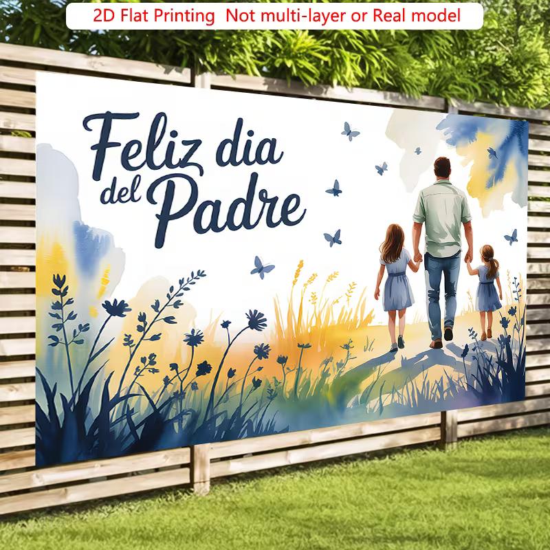 2D Feliz Dia del Padre Backdrop Watercolor Dad & Daughters Party Background Banner