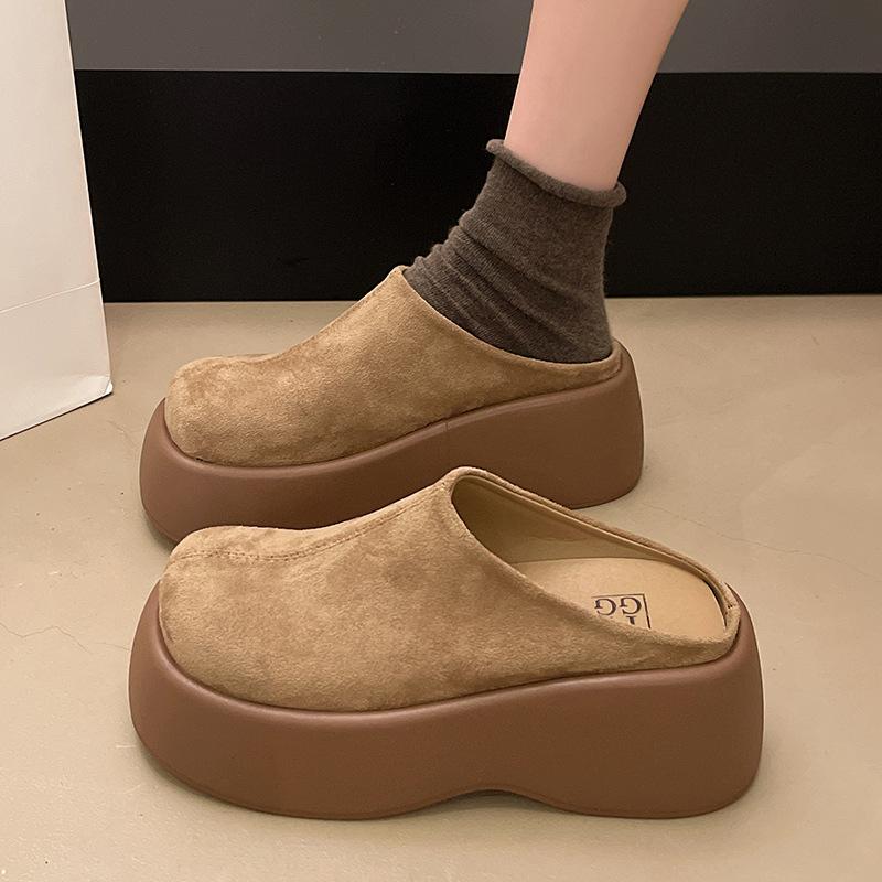 Баотоу полутапочки на толстой подошве женская осенняя одежда 2025 года новые туфли Muller знаменитости из Интернета обувь без каблука для ленивых кексов