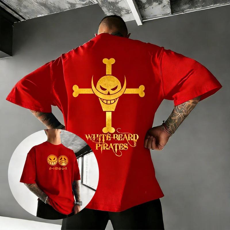 Футболка с черепом из аниме One Piece Мужская Женская с коротким рукавом Уличная Повседневные Топы Футболка с принтом 2026 Лето Y2k Оверсайз Винтаж
