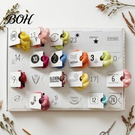 DIY Craft Supplies for Christmas Yarn Advent Calendar, 24 Days Countdown Calendar with Multi Handmade Holiday Decoration Kit Color Chenille Yarn, Gift