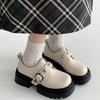 Retro British Style Velcro Platform Small Leather Shoes Women's 2025 New Spring and Autumn Versatile Skirt Mary Jane Single Shoes