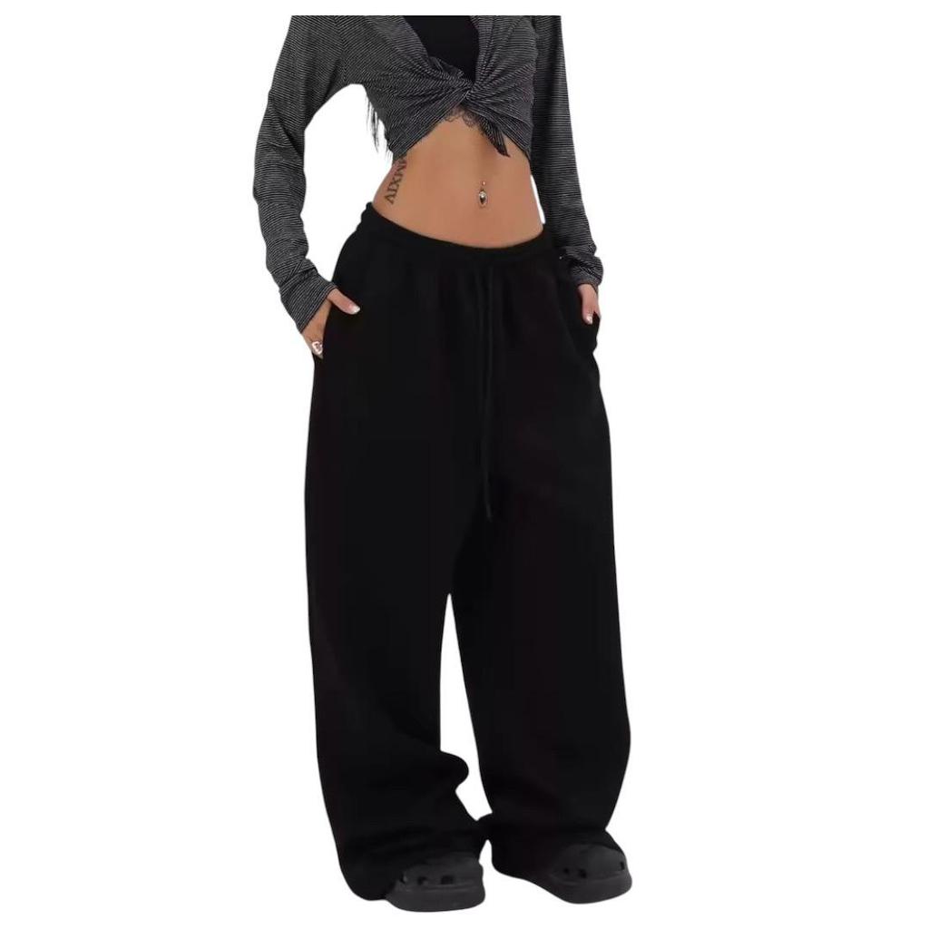 Women's 2025 Spring/Autumn Street Dance Casual Wide-Leg Sweatpants: Loose Fit, Straight-Leg Versatile Pants