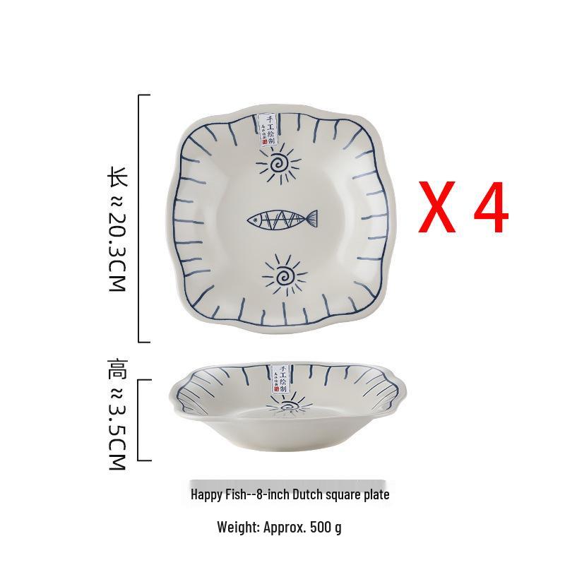 Japanese Ceramic Tableware Set: Rice Bowls, Plates, & Dishes for Restaurant Use