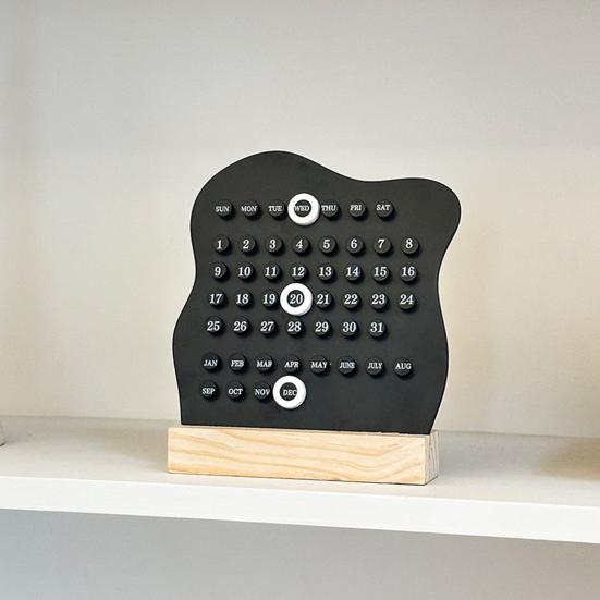 Wood Perpetual Calendar Desktop Acrylic Calendar Stand Week Month Day Display Desk Decor for Home Office Shop Bar