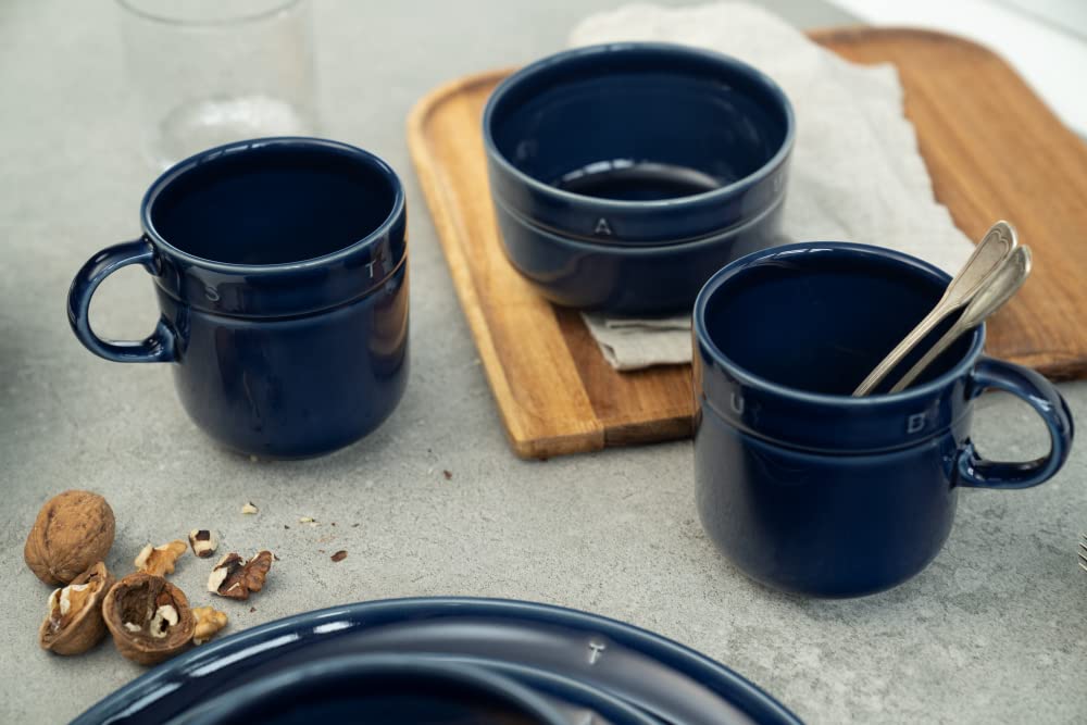 Кружка staub Line Gran Blue 470 мл, большая керамическая кружка, керамика, подходит для использования в микроволновой печи, японская керамическая кружка Boussole Line "Boussole Portugal" [Авторизованный