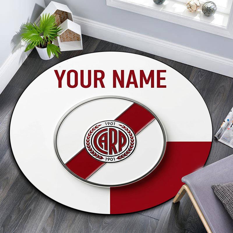 Custom Name,Club Atlético River Plate pattern round rug,Carpet Rug for Living Room Bedroom Playroom ,Non-slip Floor Mat,Holiday Gifts and Birthday Gif