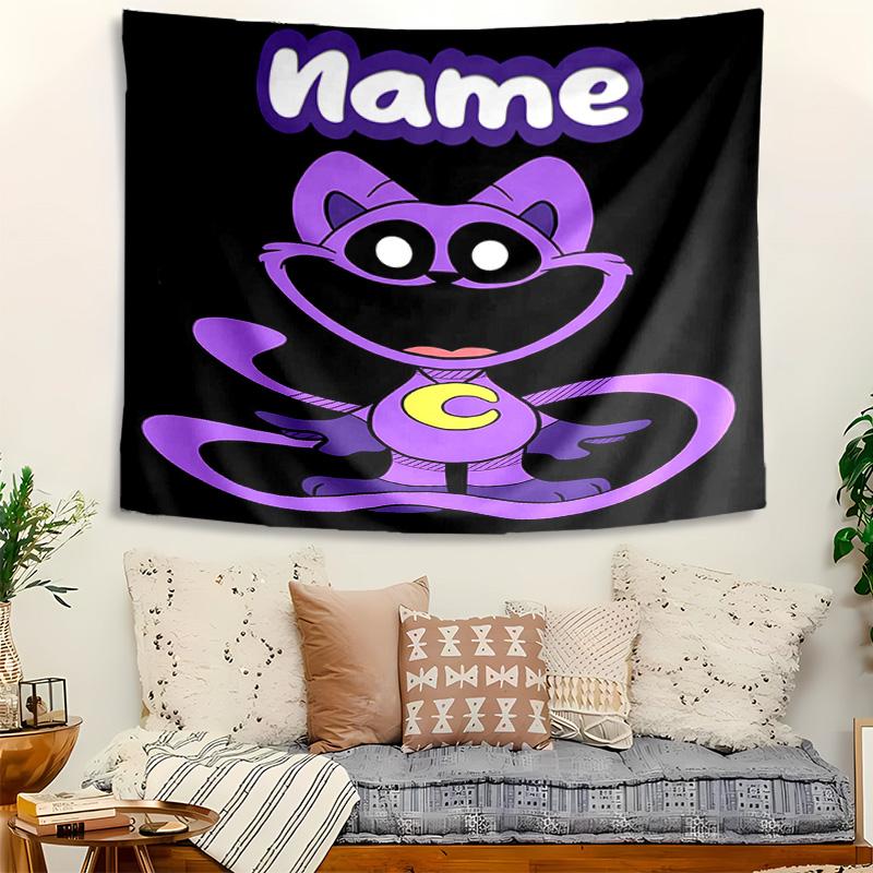 Personalized Smiling Critters Background Tapestry,Custom Name Birthday Party,Multifunctional Wall Decoration for Home Decor,Various Occasions