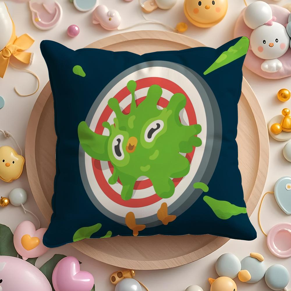 Cute Cartoon DDuolingos Pillow Case Soft Plush Fabric DoubleSided Printed Cushion Cover Warm Winter Sofa Pillow Case