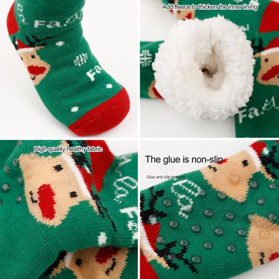 1 пара зимних носков с рисунком Санта-Клауса и лося, с плюшевой подкладкой, сохраняющих тепло, рождественские носки с высоким голенищем, гетры для ног, осенне-зимний подарок на праздник