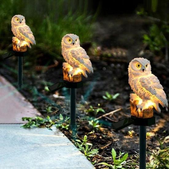 Owl Solar Light Garden Automatic Charging Weather Resistant Simple Installation LED Solar Lamp Owl Statue Lawn Patio Decor