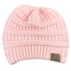 Fashion Women's Girl Hat Winter Wool Warm Stretch Knit Cap Messy Bun Ponytail Beanies