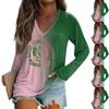 Women's Long Sleeve Plunger Sleeve Bad Witch Printed Casual Top T-Shirt