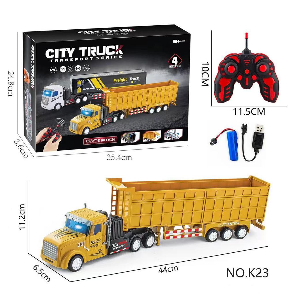 Children'S Toys Electric Remote Control Car Semi-Trailer Freight Truck Container Truck Transporter Toy Model