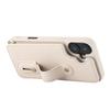 For iPhone 16 Case Kickstand Card Slots Leather Coated TPU Cover with Shoulder Strap - Beige