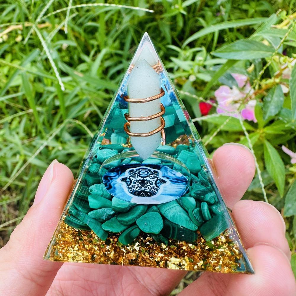 Crystal Stone Pyramid Figurine Drop Glue Evil Eye Pyramid Evil Eye Ornament Home Office