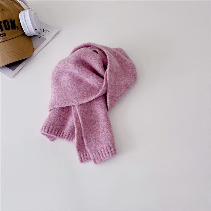 Осенне-зимний шерстяной детский шарф для мальчиков и девочек, корейский модный однотонный шарф из кашемира для детей