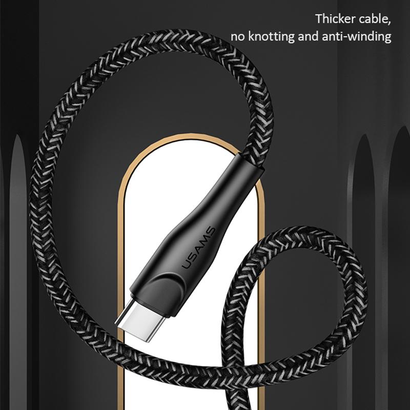 USAMS 2A 1 м 2 м 3 м Micro USB Type C Lightning Телефон Зарядка данных Плетеный кабель для iPhone 13 12 11 Huawei Samsung Xiaomi Redmi