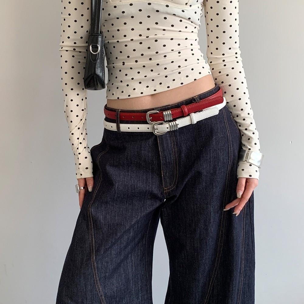 Thin Women's Belt PU Leather Dress Jeans Belt Simple Waist Belt Ladies