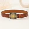 Vintage Western Belt Longhorn Bull Belt Buckle Belt Cowboy Belts For Men Western With Big Buckle Jeans Belt Leather Belt
