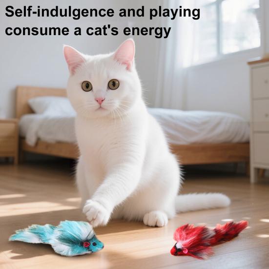 Плюшевая игрушка для кошек «Мышь», разноцветная игрушка для мышей из искусственного меха для котят, интерактивная игрушка для охотничьего инстинкта для домашних кошек