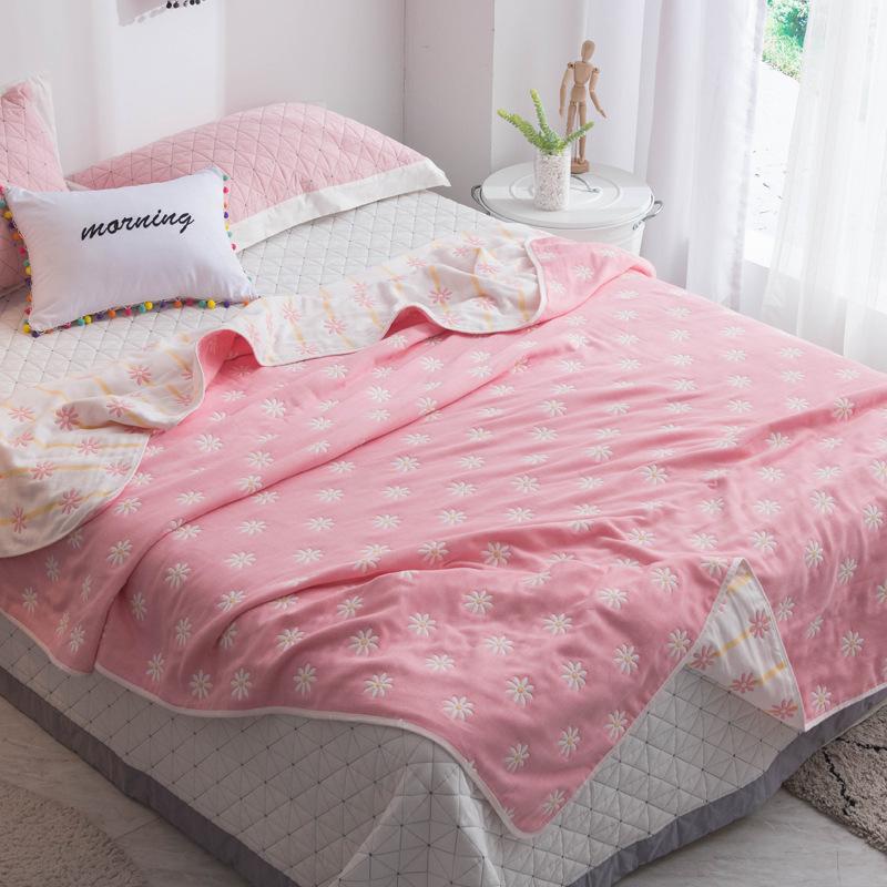 Мультяшное полностью хлопковое марлевое одеяло с 60 нитями, одинарное и двойное одеяло с кондиционером, летнее прохладное одеяло, универсальное всесезонное одеяло для обеда