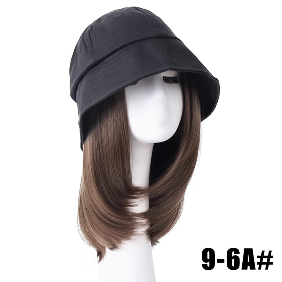 WTB Synthetic Wig Women's Hat Wig One-piece Daily Black Fisherman's Sun Protection Hat Straight Hair Wig Hat Wig Party Wig