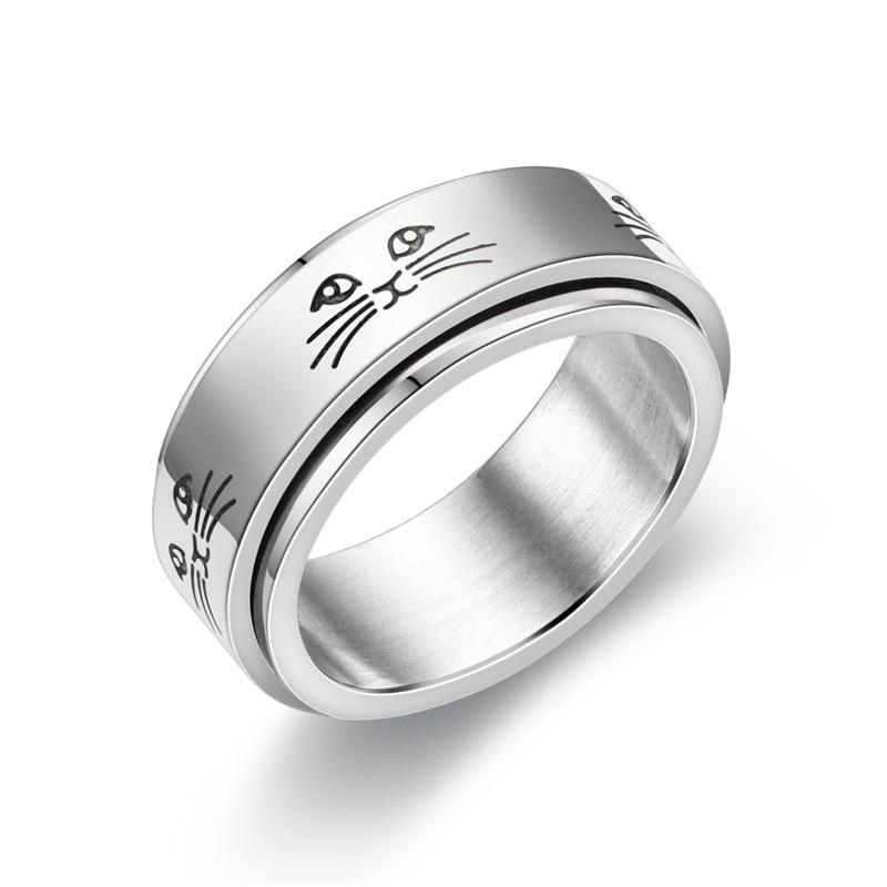 Spinning Spinner Ring For Men Women Anxiety Fidget Rings Stainless Steel Moon Star Roman Numerals Chain Rotating Ring