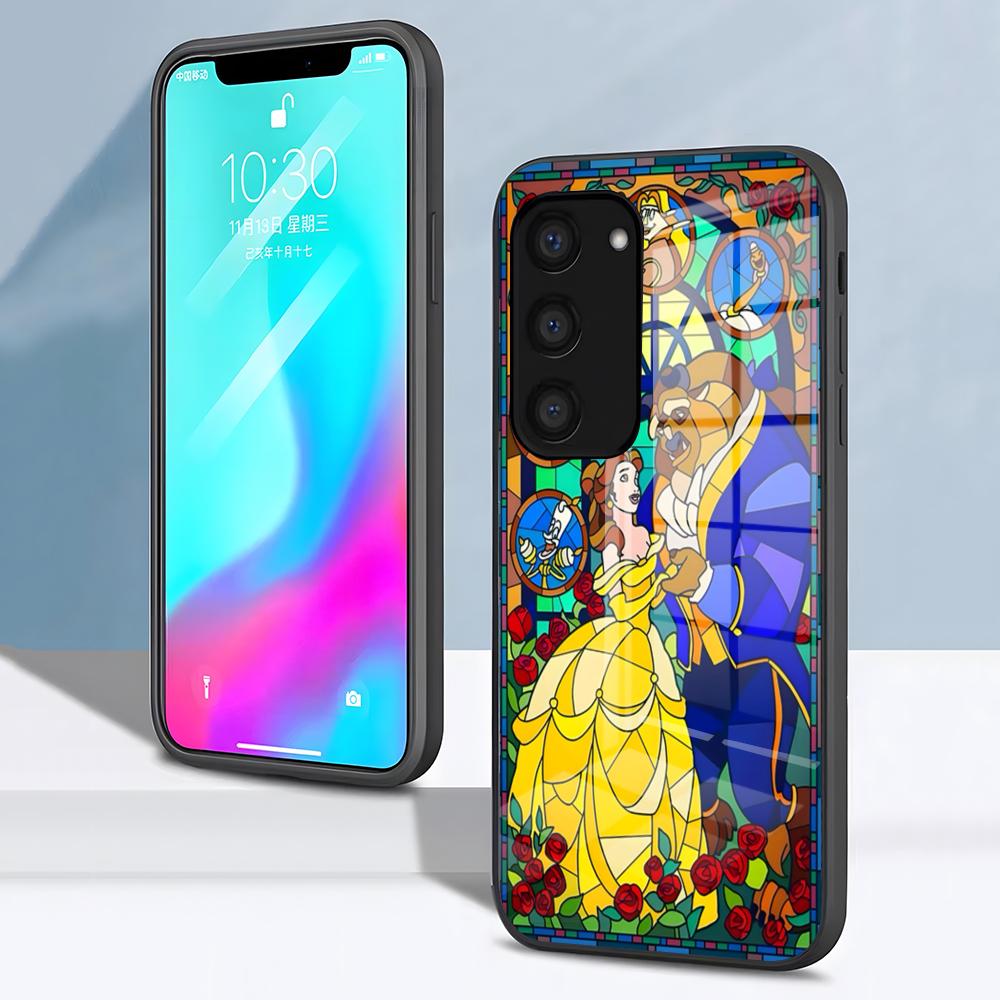 Чехол для телефона B-BeautyS And The B-Beast для Samsung S26 S25 S24 FE S23 S22 S21 Plus S20 Ultra Note20Ultra Черная стеклянная крышка