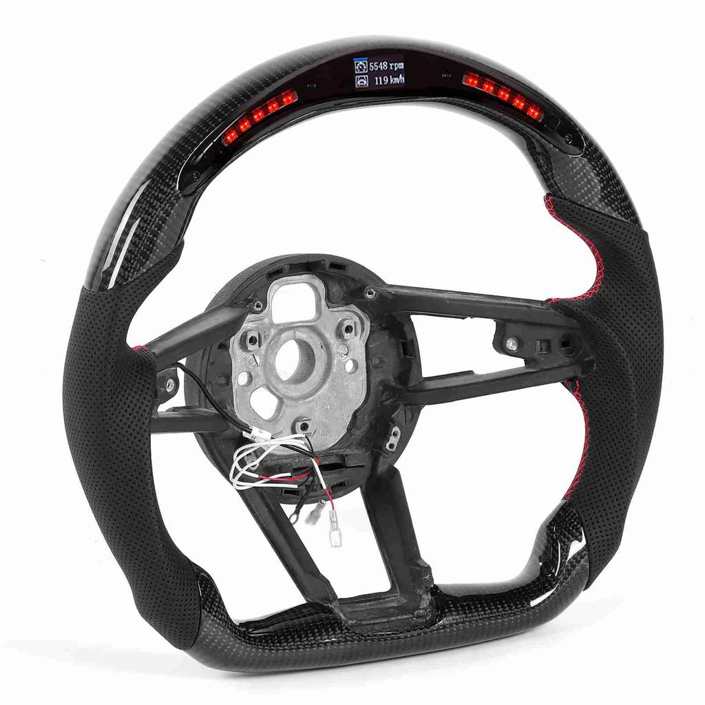 Carbon Fiber LED Shift Lights Display Steering Wheel Fit for MK2 TTS TTRS MK3 2015+