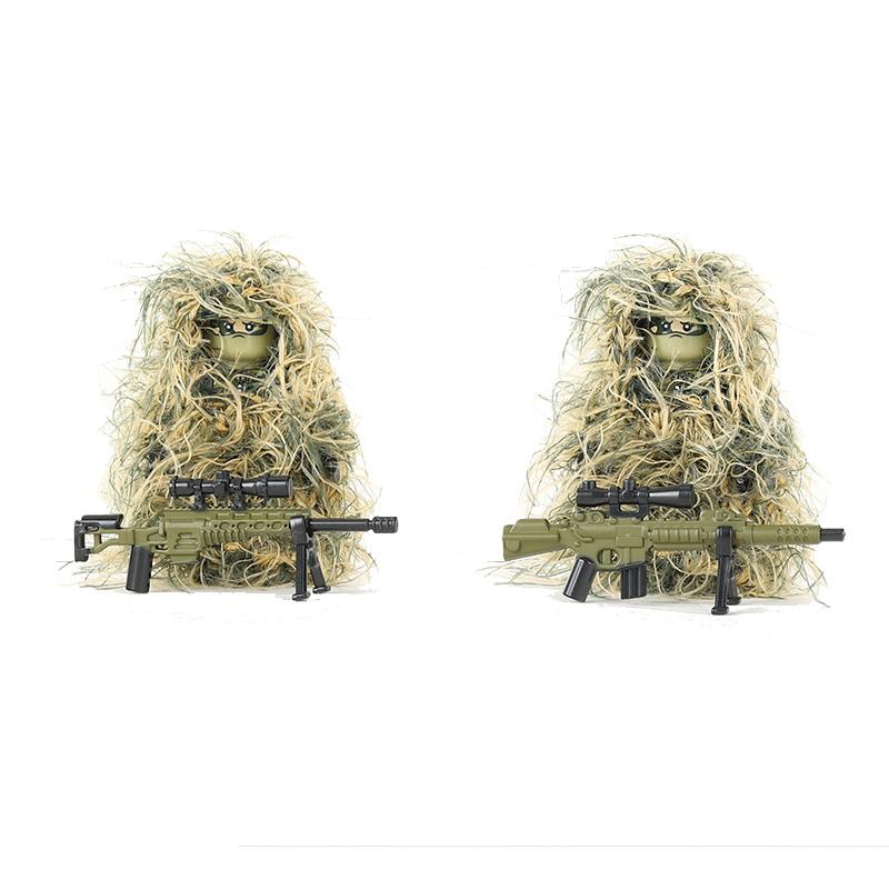 Military All-Terrain Sniper Figures Building Blocks Camouflage Clothing Jungle SWAT Soldier Weapons AWM Gun Parts Bricks Toys