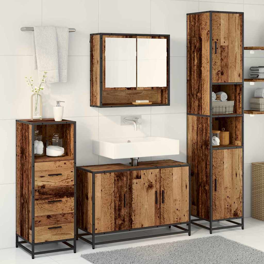 Bathroom Furniture Set with Shelf 3 pcs Reclaimed Wood Effect Wood Based Material