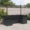 6 Piece Outdoor Sofa Set with Cushions Black Poly Rattan