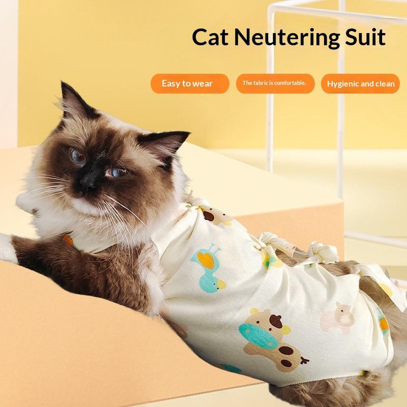 Adjustable Cat Recovery Suit Breathable Post Surgery Wear for Weaning Medicine Feeding Anti-Licking