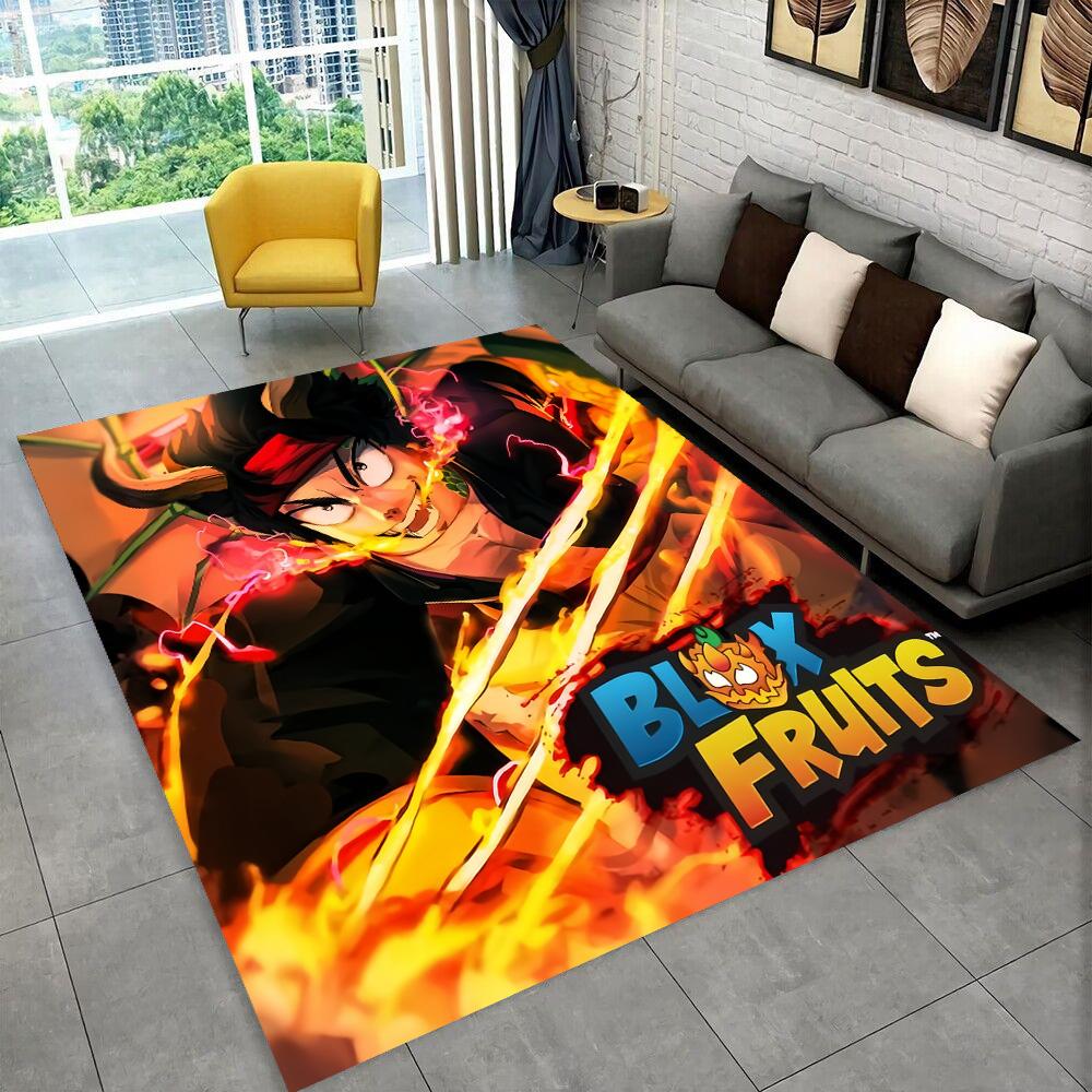 3D B-Blox Fruit Cartoon Game Gift Carpet Rug for Living Room Bedroom Home Sofa Decoration,kids Play Non-slip Floor Mat