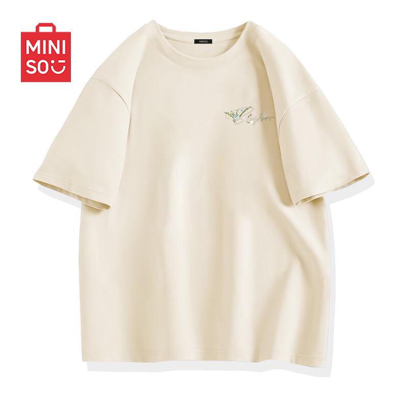 MINISO Мужская свободная футболка из чистого хлопка с коротким рукавом