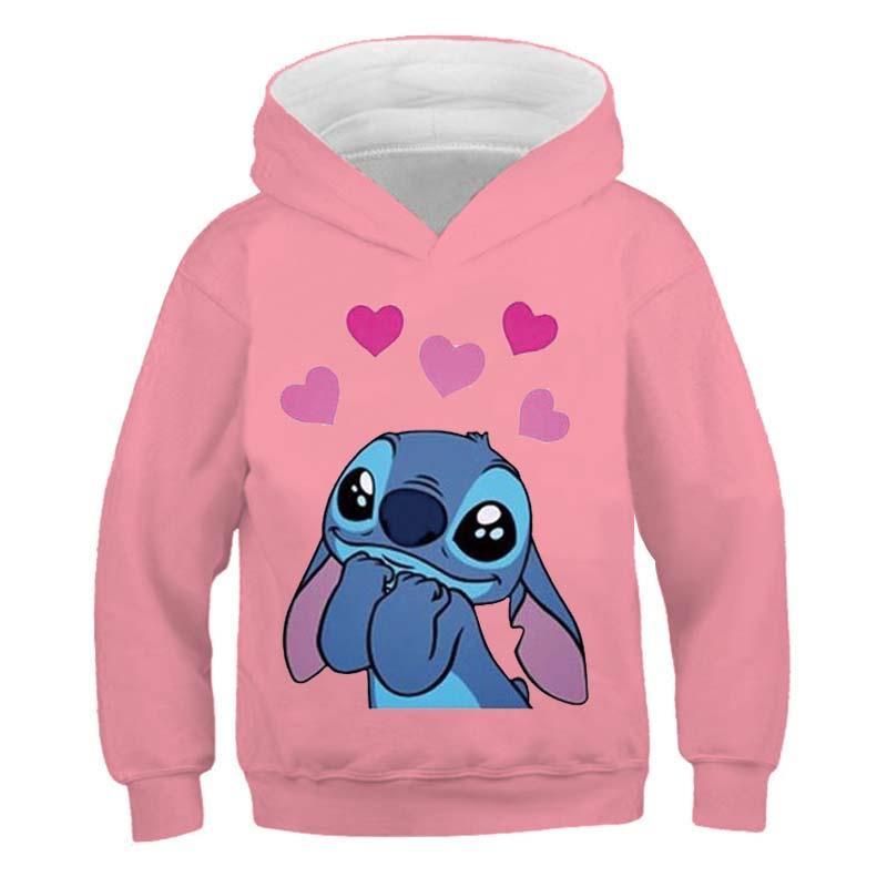 Толстовки с капюшоном MINISO New Stitch для девочек, осенне-зимняя толстовка с длинным рукавом Harajuku, повседневные топы с капюшоном в стиле Disney Series Stich