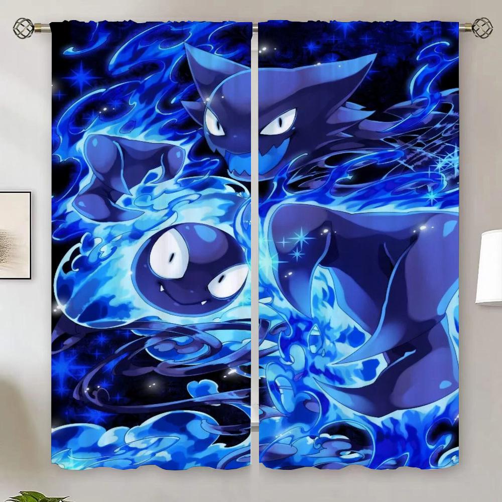 P-Poke-mon Home Interior Curtains for Bedroom Decoration Tentacles Blackout Curtain 100% Living Room Curtain Tiebacks Partition