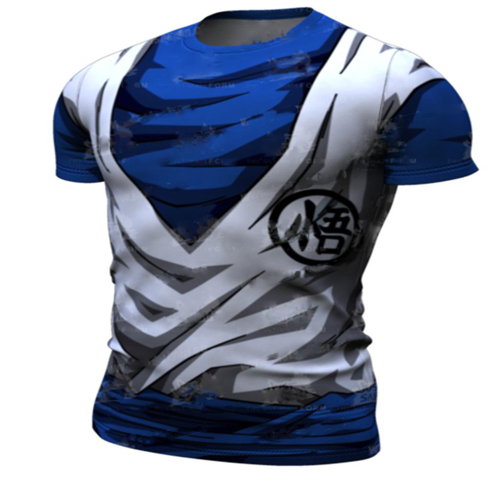 Anime Lightning Armor 3D Printed T-shirt, Yellow Blue Geometric Graphic Short Sleeve Fitness Sports Top