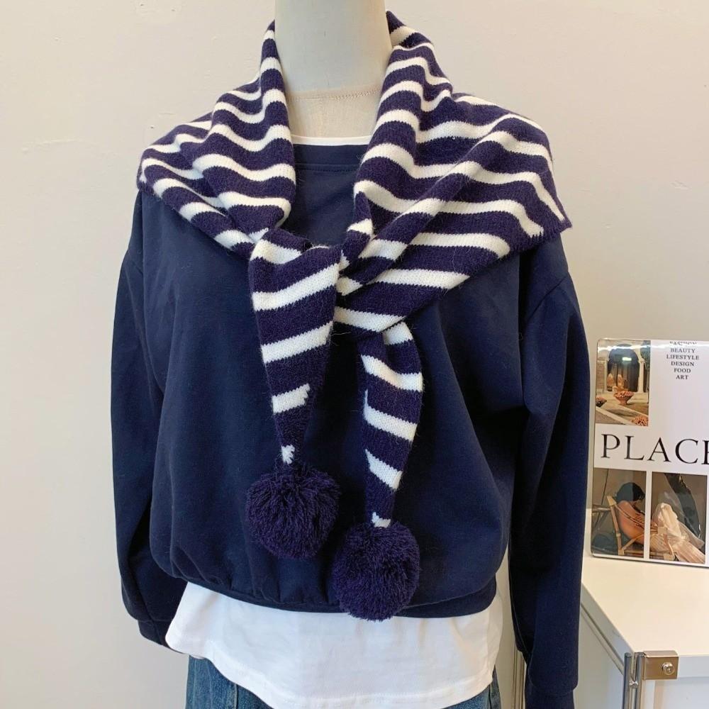 Warm Neck Wrap Shawl Striped Pattern Shoulder Cape Scarf New Knitted Scarf Autumn Winter