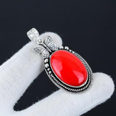 Серебряный кулон с натуральным красным кораллом из стерлингового серебра 925 пробы — дизайн в виде бабочки ручной работы, повседневные украшения, уникальный кулон в подарок на День отца
