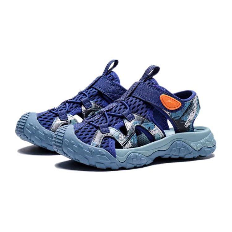 Li Ning Kids Casual Comfortable Non-Slip Anti-Kick Sandals Kids Sandals Blue YKKT022-3