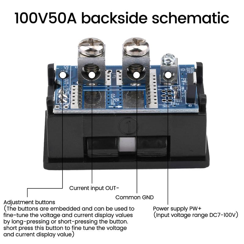 DC7V~100V 20A 50A Voltage Ammeter LED Digital Display High Precision Voltmeter Real Time Monitoring Electrical Instruments