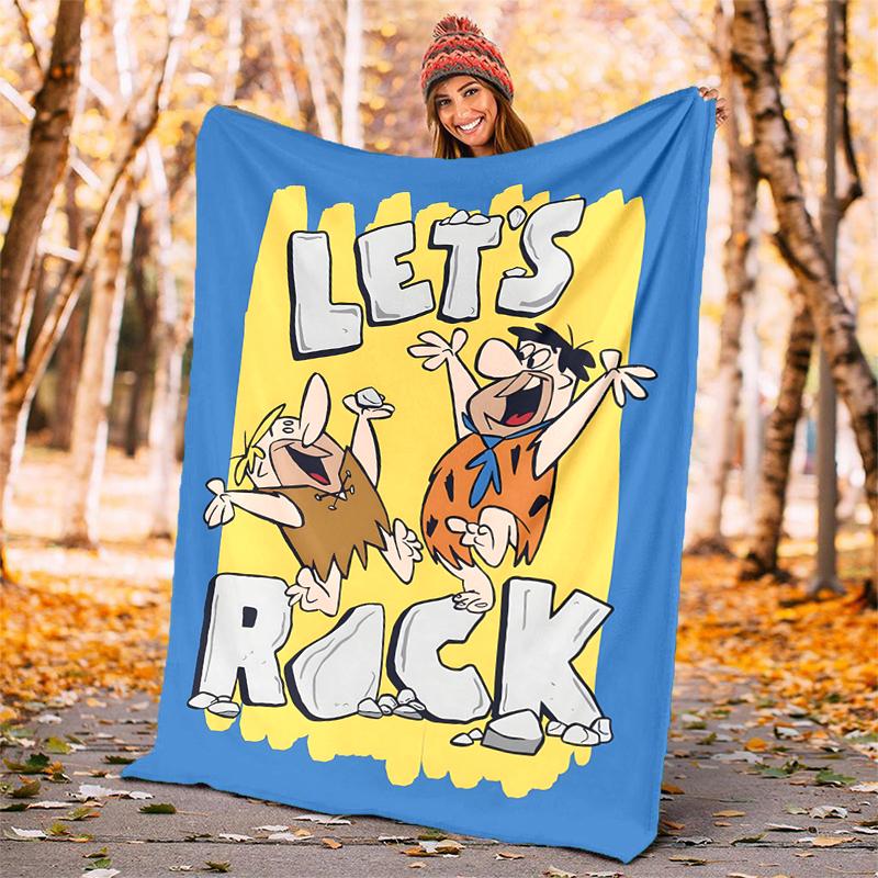 Flintstones Flannel Blanket Soft Warm All-Season Throw, Design for Camping, Car Travel, Hiking Sofa, Bed, Office Perfect Gift for Parties