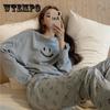 2PCS Pajamas Women's Spring and Autumn Long-sleeved Trousers Casual Wearable Two-piece Student Cute Home Service Suit Sport Jogging Suit