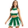 Women Cheer Leader Costume Uniform Cheerleading Adult Cosplay Outfit Crop Top with Pleated Mini Skirt