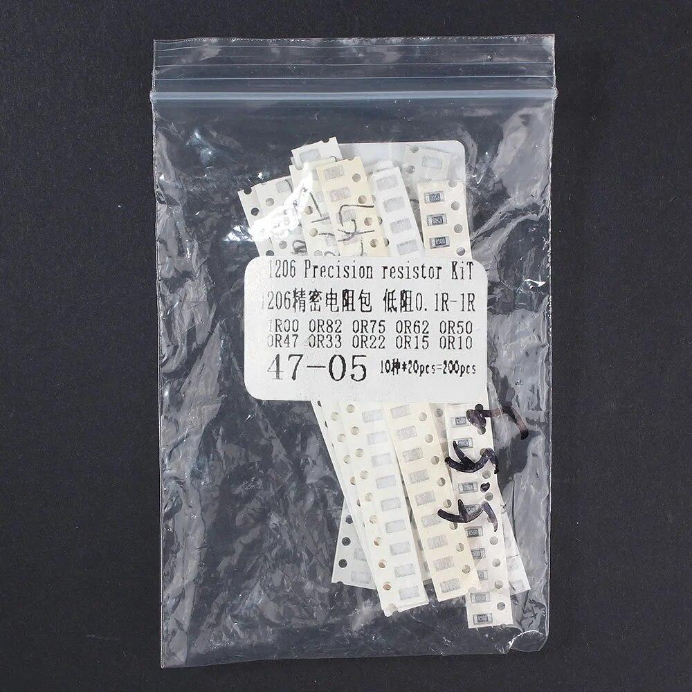 50/200 шт. комплект резисторов SMD 10 значений DIY электронные компоненты 1% набор прецизионных резисторов 0603 0805 1206 2512