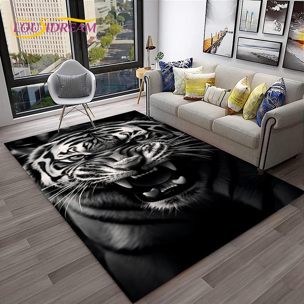 3D мультфильм Dream Tiger Animal Beast Ковер Ковер для дома Гостиная Спальня Диван Коврик Декор, Детский коврик Нескользящий напольный коврик