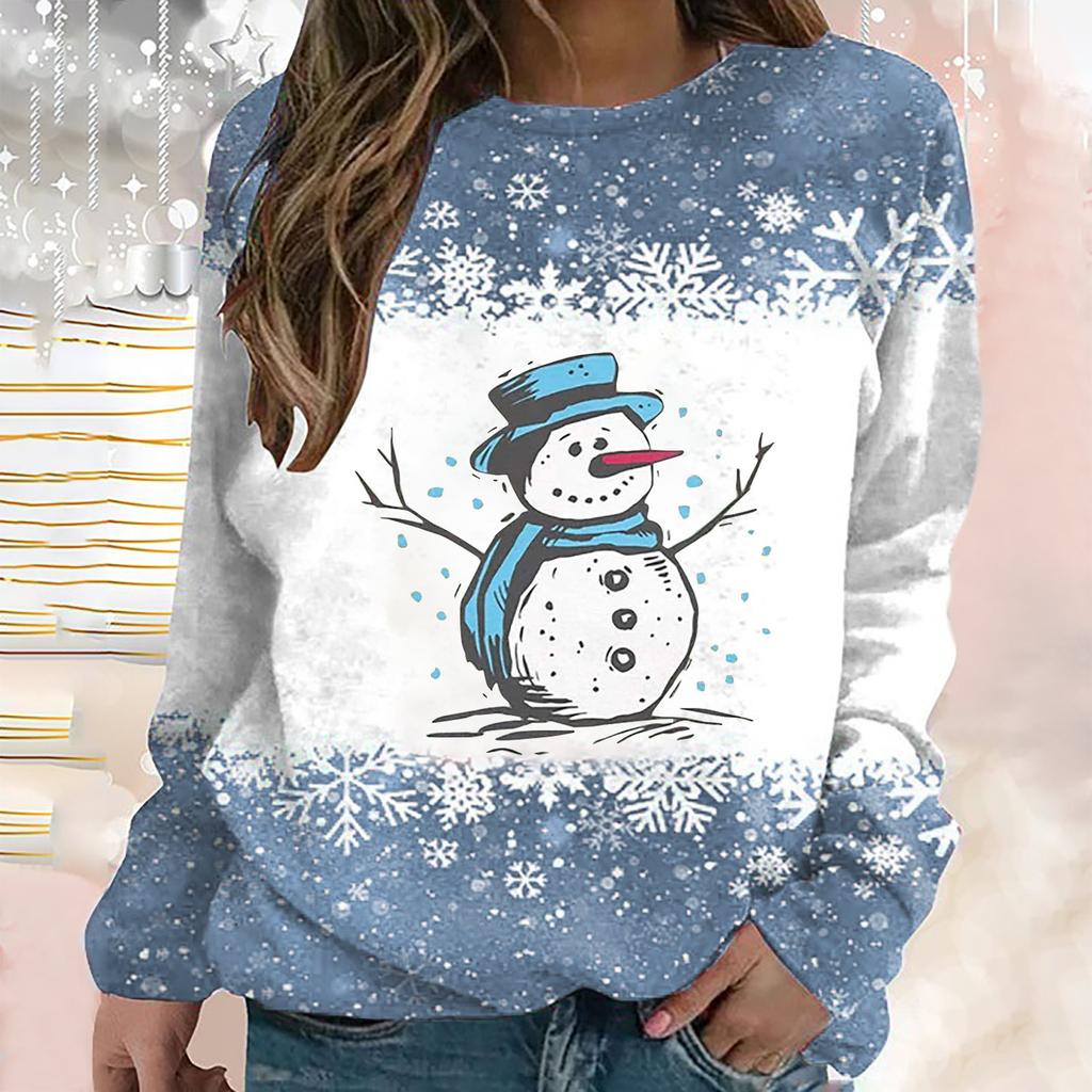 Рождественская женская футболка с длинными рукавами с мультяшным принтом лося, футболка из искусственного хлопка, женский свитшот большого размера, новый пуловер в стиле Харадзюку