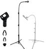 Socpuro Microphone Gooseneck Performance Microphone Tripod 360 Degree Rotating Portable Microphone Microphone Mount for Any Angle Live Company Stand,